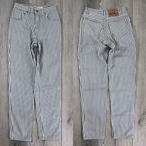Vintage Absolutely Blue NO! Jeans Size 25 Denim Striped High Rise Cotton Retro